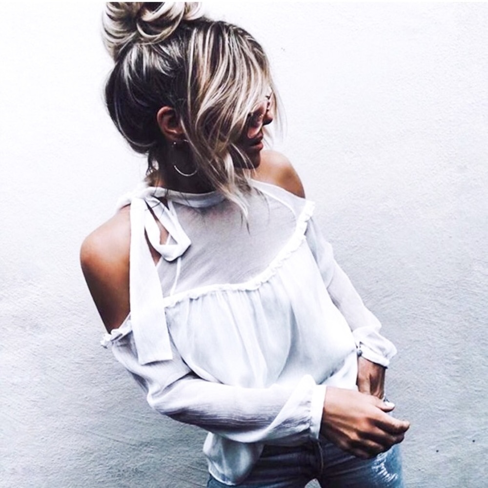 Sheer Cold Shoulder Blouse